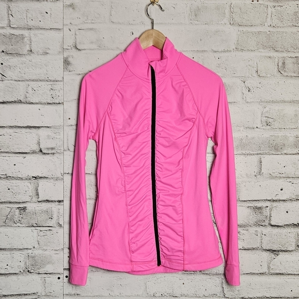 Victoria’s Secret VSX Knockout Sport Medium Jacket Pink Ruched Zip Thumbholes
